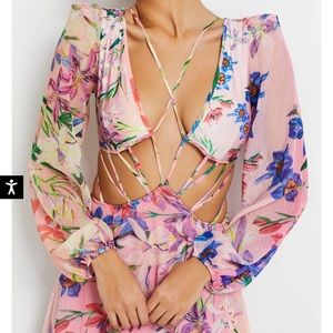 PATBO Iris Long Sleeve Plunge Dress